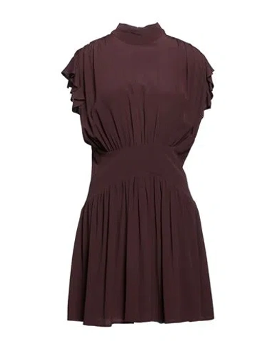 Semicouture Woman Mini Dress Chocolate Brown Size 10 Acetate, Silk