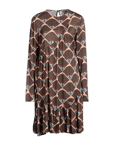 Semicouture Woman Short Dress Cocoa Size 8 Viscose In Brown