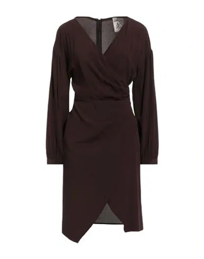 Semicouture Woman Mini Dress Chocolate Brown Size 6 Acetate, Silk