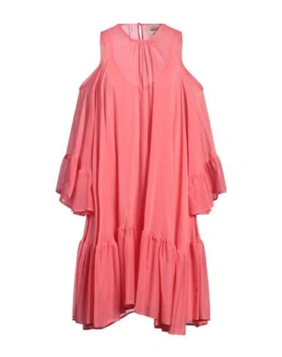 Semicouture Woman Mini Dress Coral Size 4 Cotton, Silk In Red