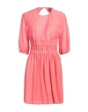 Semicouture Woman Mini Dress Coral Size 6 Cotton, Silk