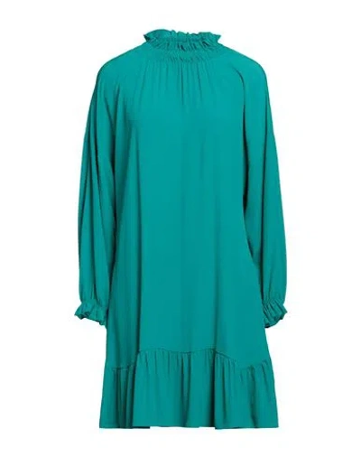 Semicouture Woman Mini Dress Emerald Green Size 6 Acetate, Silk