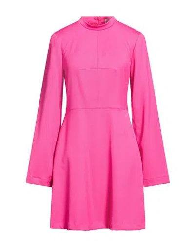 Semicouture Woman Mini Dress Fuchsia Size 6 Polyester, Virgin Wool, Elastane In Pink
