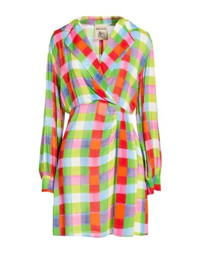Semicouture Woman Mini Dress Green Size 10 Viscose In Multi