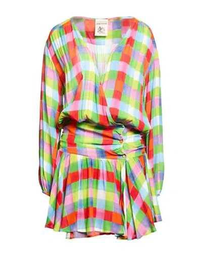 Semicouture Woman Mini Dress Green Size 10 Viscose In Multi