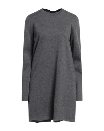 Semicouture Woman Mini Dress Grey Size Xl Virgin Wool, Polyester, Viscose, Elastane, Silk In Gray