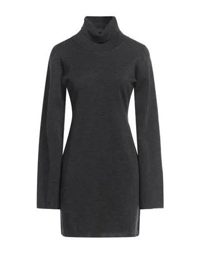 Semicouture Woman Mini Dress Lead Size L Virgin Wool