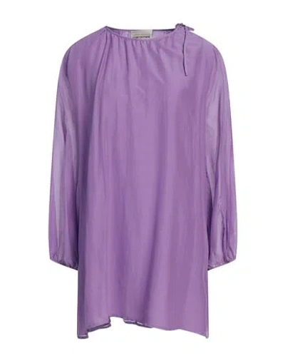 Semicouture Woman Mini Dress Lilac Size 10 Cotton, Silk In Purple