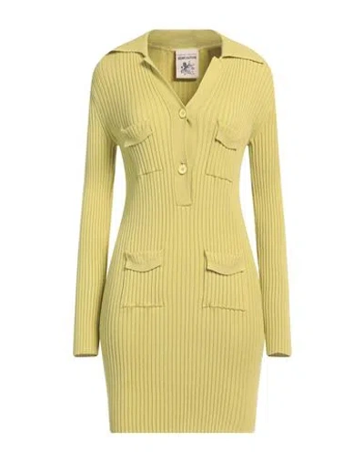 Semicouture Woman Mini Dress Lime Green Size L Viscose, Elastane
