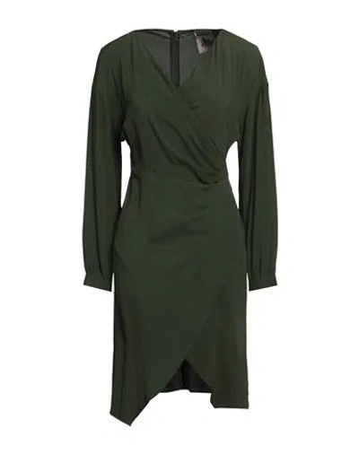 Semicouture Woman Mini Dress Military Green Size 4 Acetate, Silk