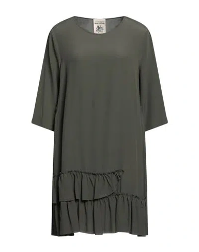 Semicouture Woman Mini Dress Military Green Size 6 Acetate, Silk