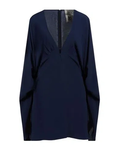 Semicouture Woman Mini Dress Navy Size 4 Acetate, Silk In Navy Blue