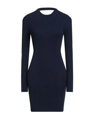 Semicouture Woman Mini Dress Navy Size M Viscose, Polyester In Blue