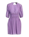 Semicouture Woman Mini Dress Purple Size 6 Cotton, Silk