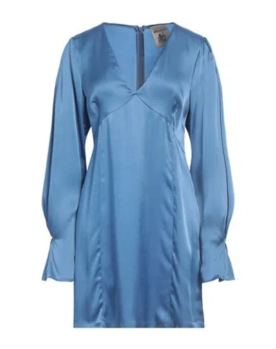 Semicouture Woman Mini Dress Slate Blue Size 6 Acetate, Silk