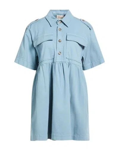 Semicouture Woman Mini Dress Slate Blue Size 6 Cotton, Lyocell, Elastane
