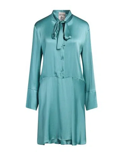 Semicouture Woman Mini Dress Turquoise Size 10 Acetate, Silk In Blue