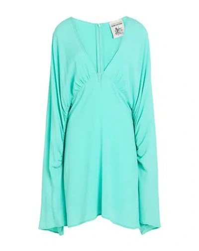 Semicouture Woman Mini Dress Turquoise Size 8 Acetate, Silk In Green