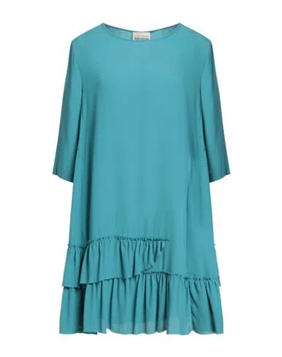 Semicouture Woman Mini Dress Turquoise Size 8 Acetate, Silk In Blue