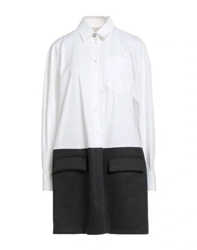 Semicouture Woman Mini Dress White Size 6 Cotton, Elastane, Virgin Wool, Polyester