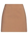 SEMICOUTURE SEMICOUTURE WOMAN MINI SKIRT CAMEL SIZE 6 POLYESTER, VIRGIN WOOL, ELASTANE