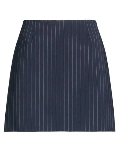 Semicouture Woman Mini Skirt Midnight Blue Size 2 Polyester, Virgin Wool, Elastane
