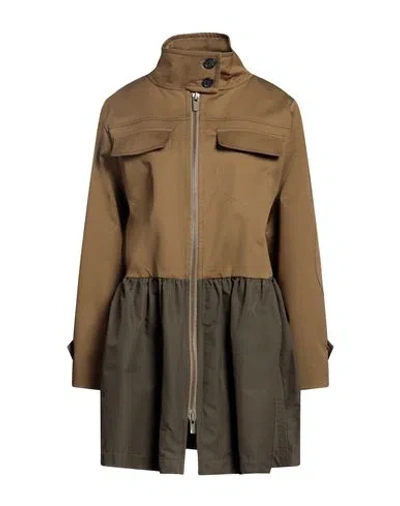 Semicouture Woman Overcoat & Trench Coat Khaki Size 4 Cotton, Elastane In Green