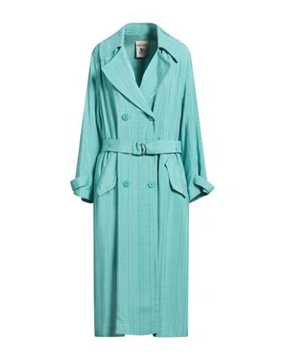 Semicouture Woman Overcoat & Trench Coat Turquoise Size 4 Viscose In Green