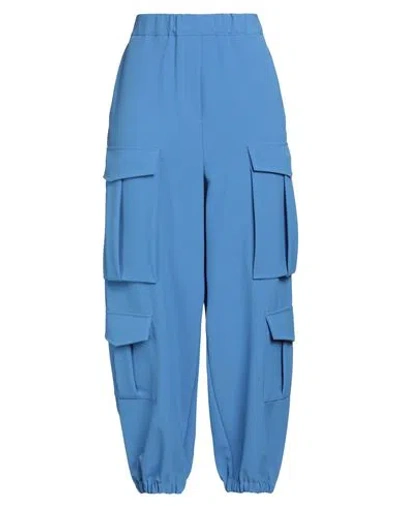 Semicouture Woman Pants Azure Size 10 Polyester, Viscose, Elastane In Blue