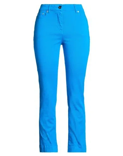 Semicouture Woman Pants Azure Size 27 Cotton, Elastane In Blue