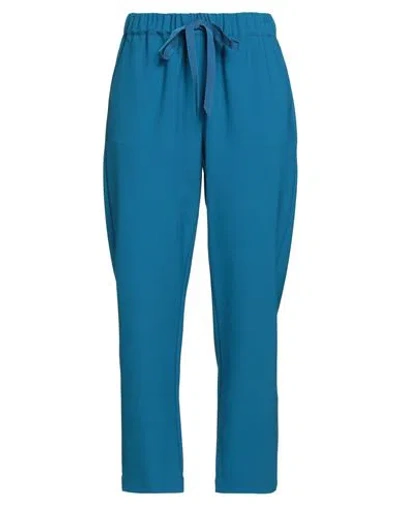 Semicouture Woman Pants Azure Size 6 Polyester, Virgin Wool, Elastane In Blue