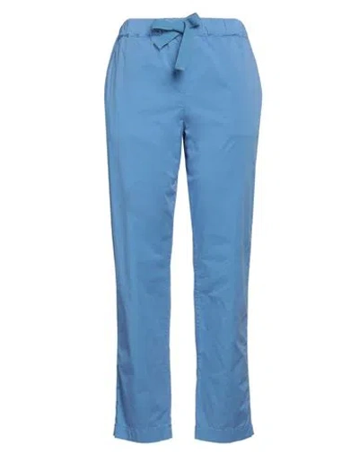 Semicouture Woman Pants Azure Size 8 Cotton, Elastane In Blue