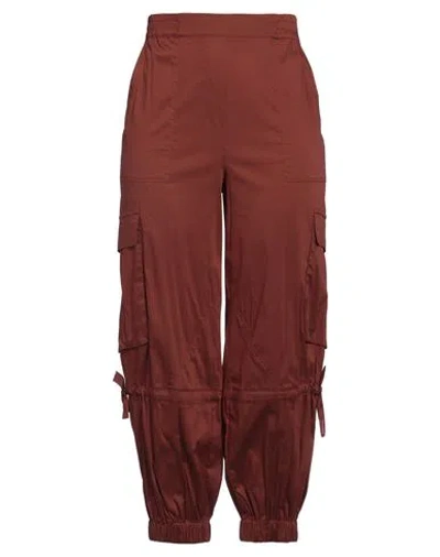 Semicouture Woman Pants Brick Size 8 Cotton, Polyamide, Elastane In Brown