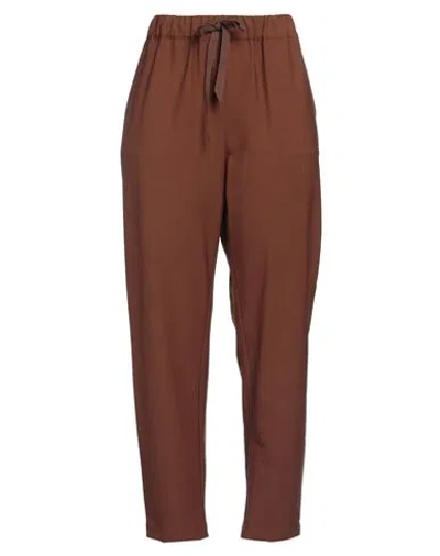 Semicouture Woman Pants Brown Size 10 Polyester, Virgin Wool, Elastane In Red