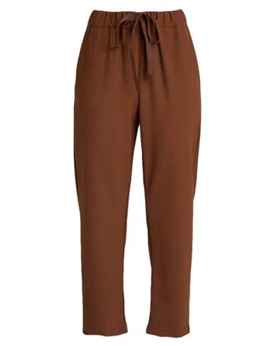 Semicouture Woman Pants Brown Size 4 Polyester, Virgin Wool, Elastane