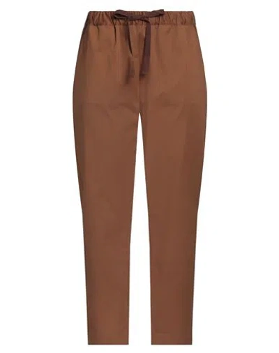 Semicouture Woman Pants Brown Size 8 Cotton