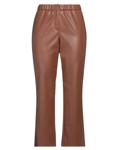 Semicouture Woman Pants Brown Size 8 Polyurethane, Polyester