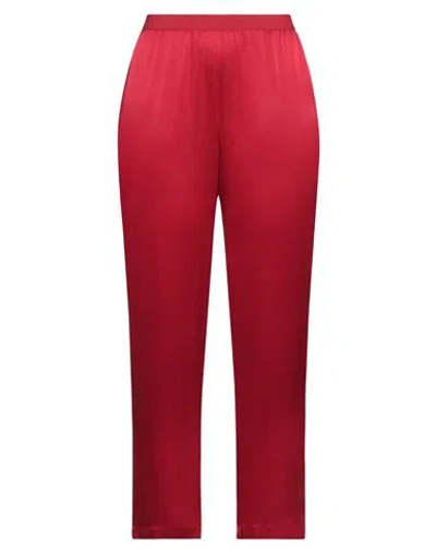 Semicouture Woman Pants Burgundy Size 10 Acetate, Silk In Red