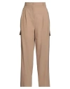 Semicouture Woman Pants Camel Size 10 Polyester, Virgin Wool, Elastane