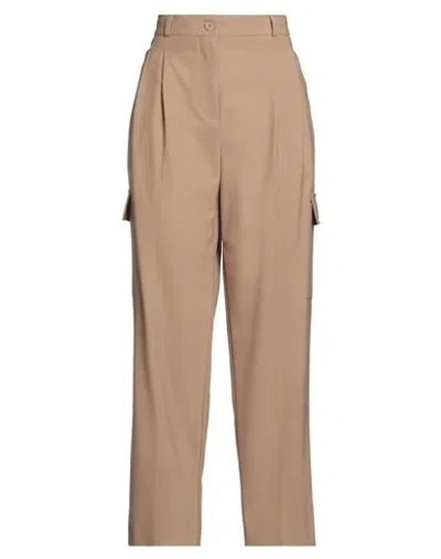 Semicouture Woman Pants Camel Size 10 Polyester, Virgin Wool, Elastane