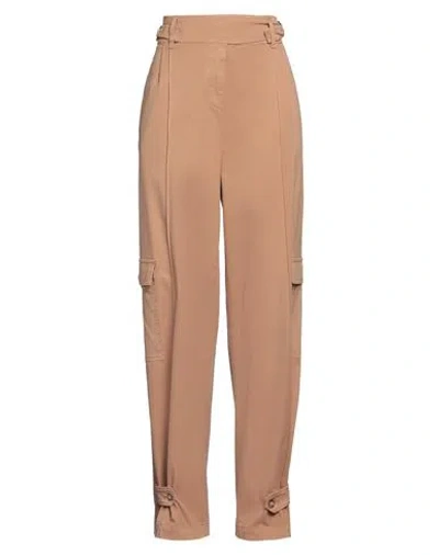 Semicouture Woman Pants Camel Size 8 Cotton, Elastane In Beige