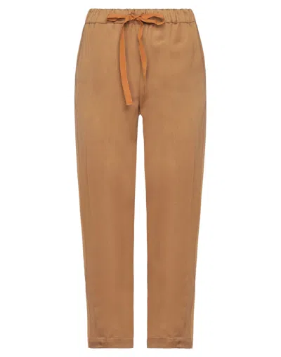 SEMICOUTURE SEMICOUTURE WOMAN PANTS CAMEL SIZE 8 VISCOSE, LINEN, ACETATE,13563396GA 5