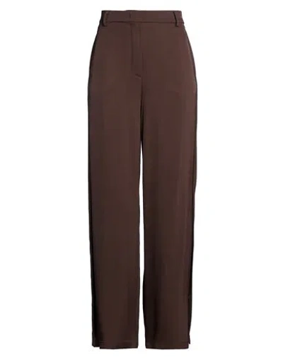 Semicouture Woman Pants Chocolate Brown Size 8 Viscose, Virgin Wool