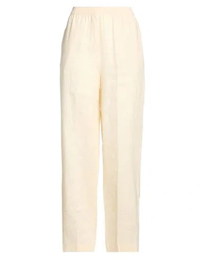 Semicouture Woman Pants Cream Size 4 Linen In White