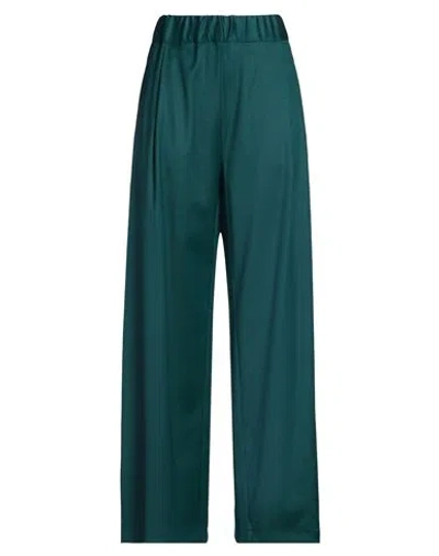 Semicouture Woman Pants Dark Green Size 10 Virgin Wool, Polyethylene, Viscose, Elastane