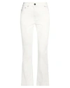 Semicouture Woman Pants Ivory Size 25 Cotton, Elastane In White