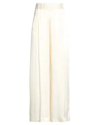 Semicouture Woman Pants Ivory Size 4 Acetate, Silk In White