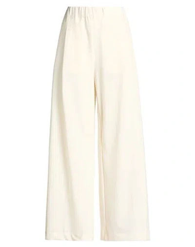 Semicouture Woman Pants Ivory Size 4 Polyester, Virgin Wool, Elastane In Neutral