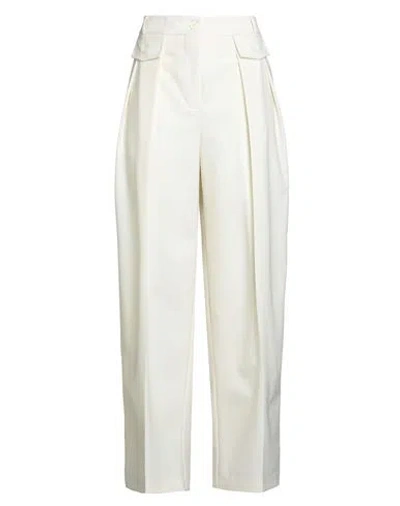SEMICOUTURE SEMICOUTURE WOMAN PANTS IVORY SIZE 6 POLYESTER, VIRGIN WOOL, ELASTANE