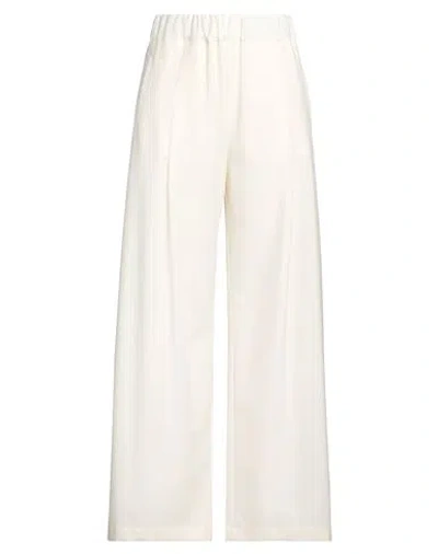 Semicouture Woman Pants Ivory Size 6 Polyester, Virgin Wool, Elastane In White